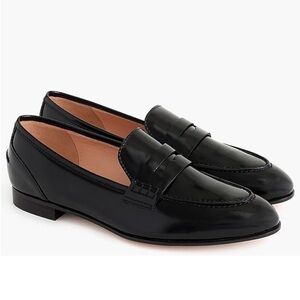J. Crew Academy Penny Loafers in Black Italian Leather Size 7